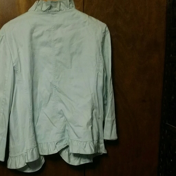 NWT TALBOTS Turquoise Ruffle Cotton Jacket - 14 - Picture 4 of 8